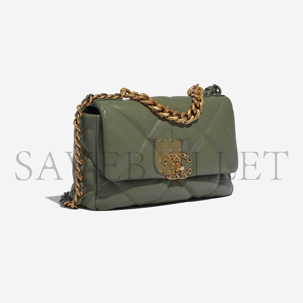 CHANEL 19 FLAP BAG LAMB GREEN AS1160 (26*16*9cm)